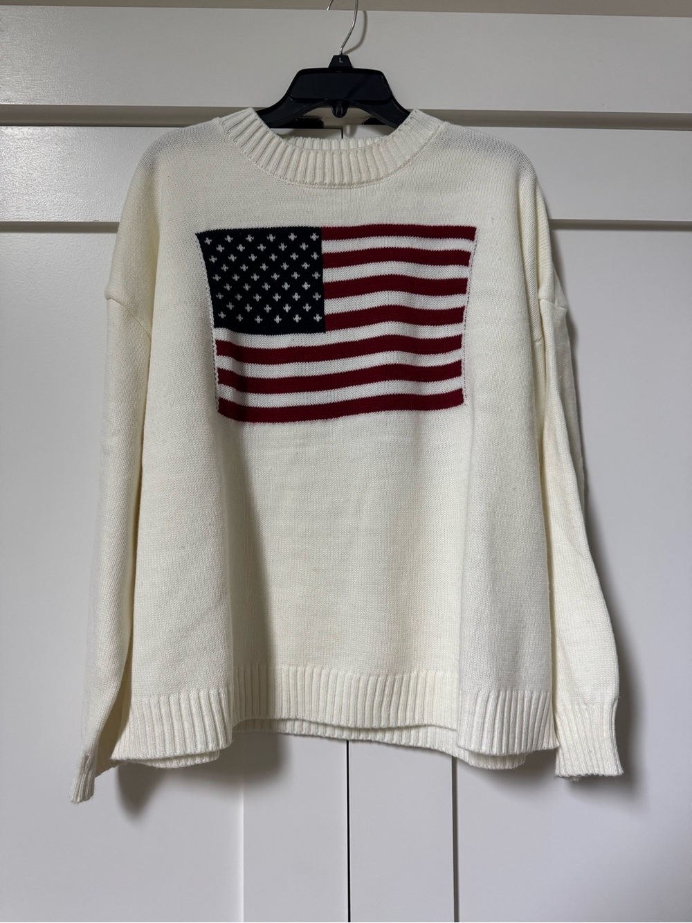 Cream Sweater with American Flag